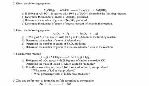 Limiting And Excess Reactants Worksheet — db-excel.com