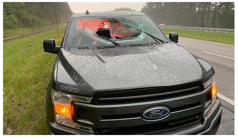 Lightning Strikes Highway, Sends Chunk of Road Through Ford F-150's