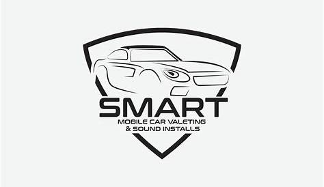 mobile car valeting and sound install logo with car outline silhouette