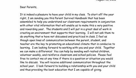 Parent Welcome Letter1.Telicia_2 | Homework | Teachers