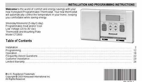 Honeywell Thermostat Manual | Thermostat | Furnace