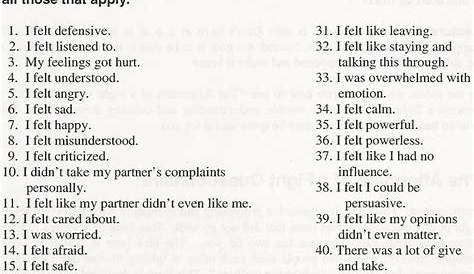 free couples therapy worksheets