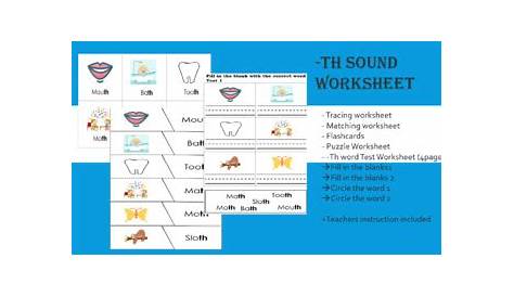 th sound words worksheets