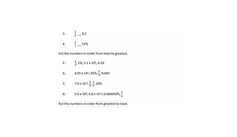 ordering rational numbers worksheets