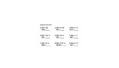 linear functions worksheets 8th grade