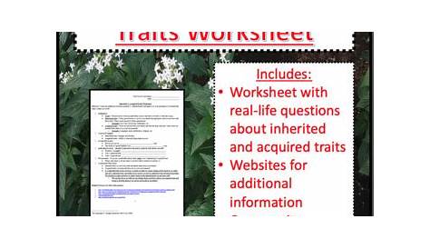 Inherited vs. Acquired Traits Worksheet by Science with CB | TpT