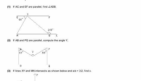 Grade 7 - Lines and Angles | Math Practice, Questions, Tests