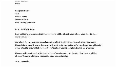 sample of excuse letter for teacher