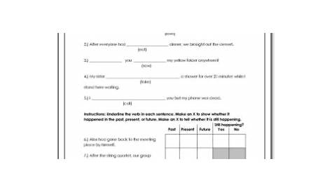 verb tenses worksheet pdf