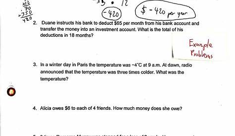 multiplying and dividing integers word problems worksheet