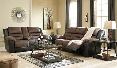 Signature Design by Ashley Earhart Manual Reclining Sofa in Chestnut | NFM
