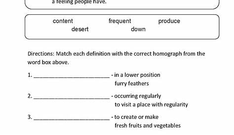 homographs worksheets