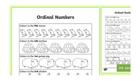 kindergarten ordinal numbers worksheets