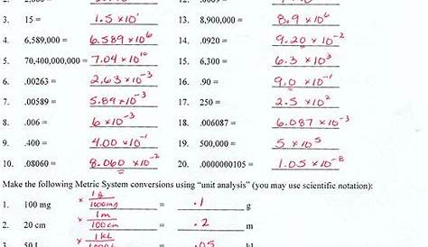 standard and scientific notation worksheets answers