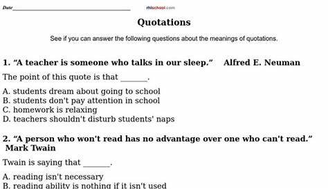 quotations worksheets