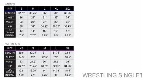 youth wrestling singlet size chart