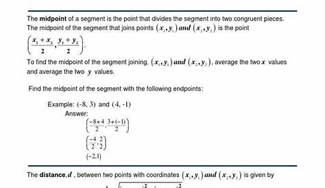 Distance and Midpoint Worksheet Answers Midpoint Distance Worksheet