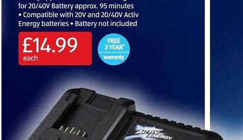 Activ Energy 20-40v Battery Charger Offer at Aldi - 1Offers.co.uk