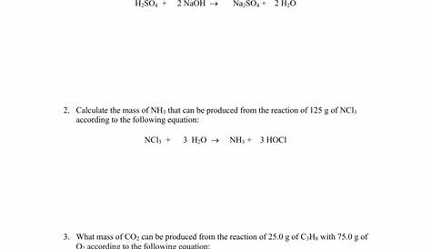 stoichiometric calculations worksheets