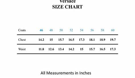 versace underwear size chart
