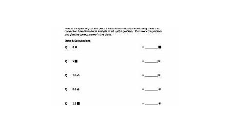 dimensional analysis chemistry worksheet with answers