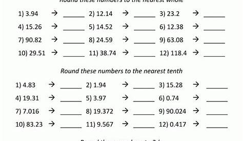 rounding decimals 5th grade worksheets