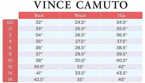 vince clothing size chart