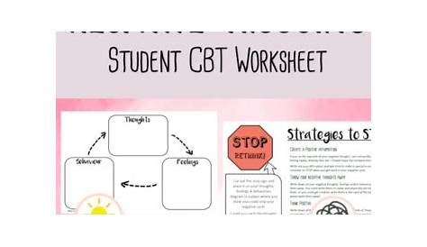 Negative Thoughts - Student CBT worksheets by Youth Intervention Centre