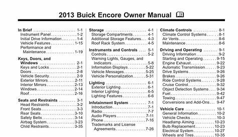 BUICK 2013 ENCORE OWNER'S MANUAL Pdf Download | ManualsLib