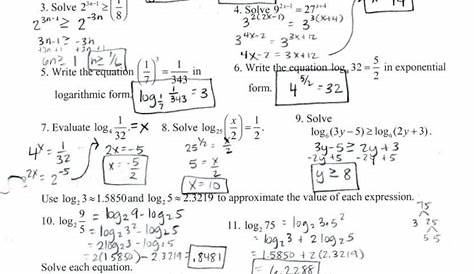 logarithm rules worksheet