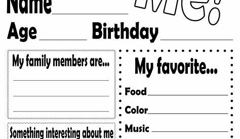 All About Me! FREE Printable Worksheet All About Me Preschool, All