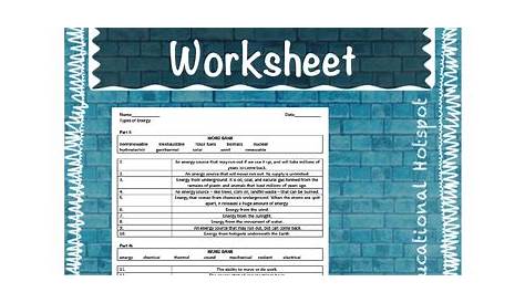 identifying forms of energy worksheet