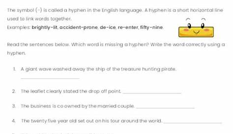 hyphen worksheets with answers