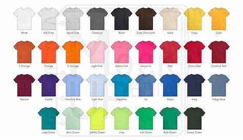 Gildan 2000B Youth T-shirt Color Chart Gildan 2000B Ultra - Etsy
