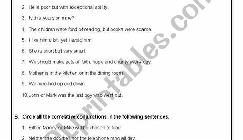 identifying conjunctions worksheet 5th grade