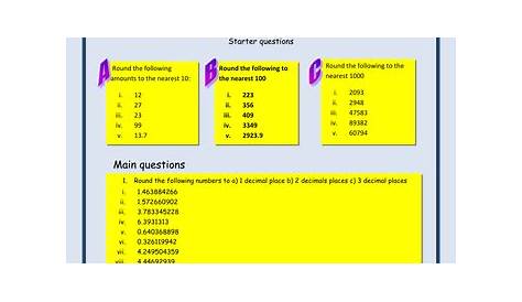 round to decimal places worksheet