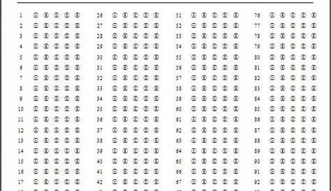 Printable 100 Question Answer Sheet | printable bubble answer sheet 100
