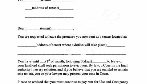 tenant eviction letter sample