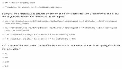 limiting and excess reactant worksheet