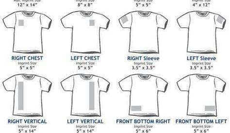 vinyl decal size chart shirts