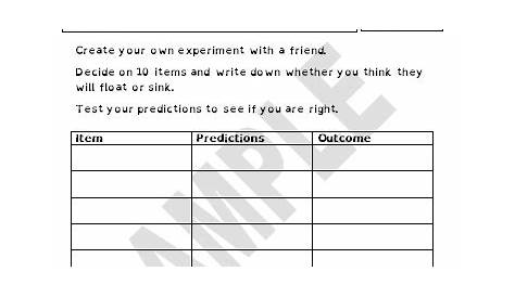 floating and sinking worksheet
