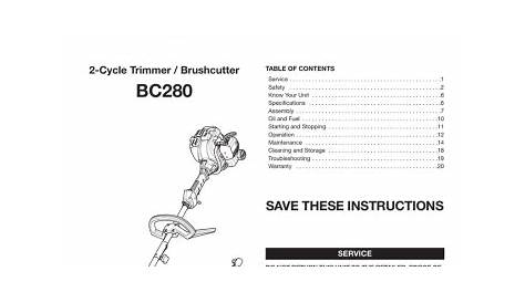 Cub Cadet BC280 Operator's Manual | Manualzz