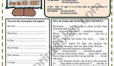 Execrises with the auxiliary DO. | Grammar worksheets, I really love