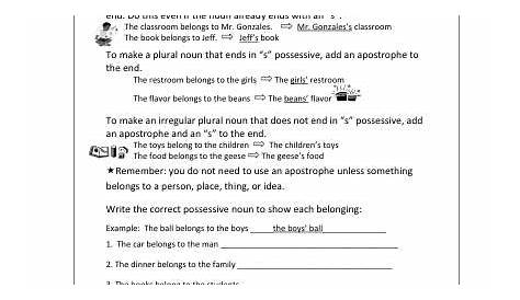 possessive nouns worksheets 2nd grade