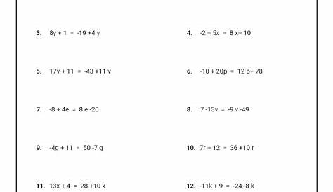 math worksheet algebra equations