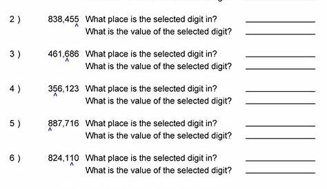 identify place value worksheet