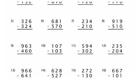 Subtraction Worksheet – 3 Digit Subtraction Without Regrouping (Set C