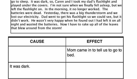 grade 3 cause and effect worksheet