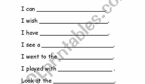 sentence starter worksheets