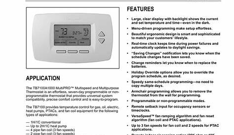 Honeywell TB7100A1000 Thermostat User Manual | Manualzz